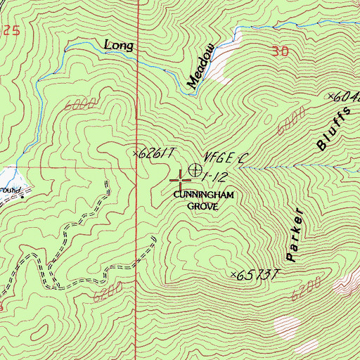 Topographic Map of Cunningham Grove, CA