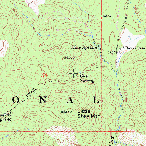 Topographic Map of Cup Spring, CA