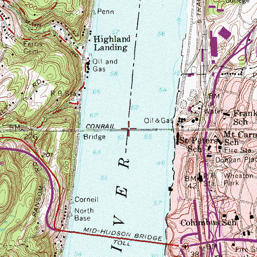 Topographic Map of Walkway Over the Hudson State Historic Park, NY