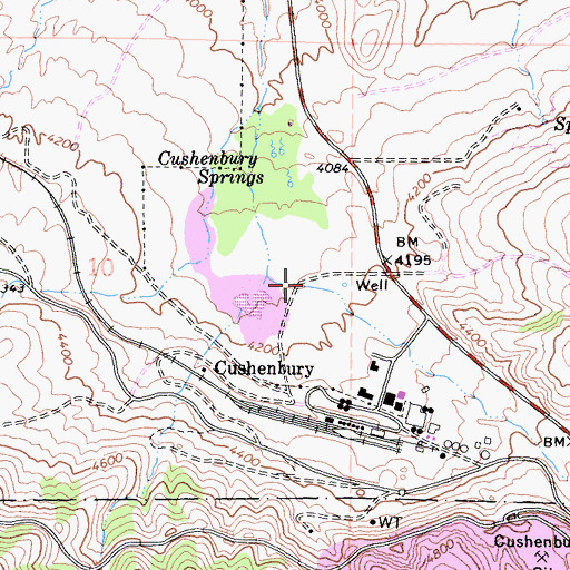 Topographic Map of Cushenbury Canyon, CA