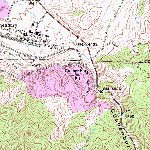Topographic Map of Cushenbury Pit, CA