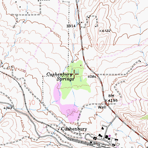 Topographic Map of Cushenbury Springs, CA