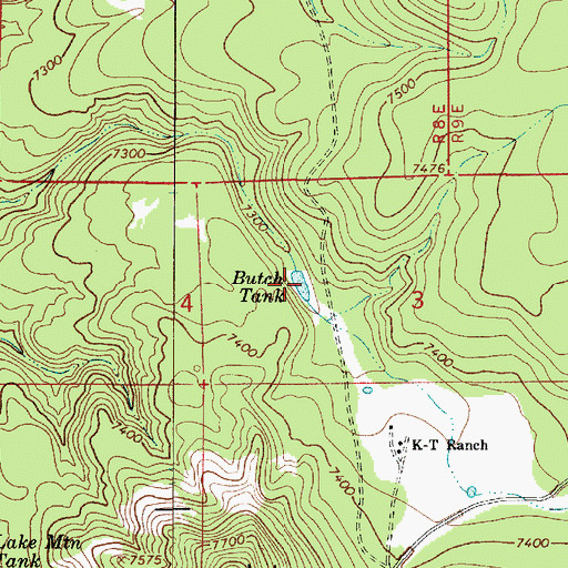 Topographic Map of Butch Tank, AZ