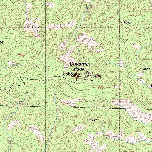 Topographic Map of Cuyama Peak, CA