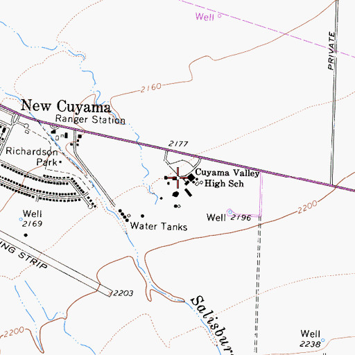 Topographic Map of Cuyama Valley High School, CA