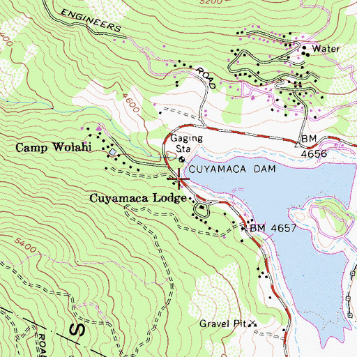 Topographic Map of Cuyamaca Dam, CA