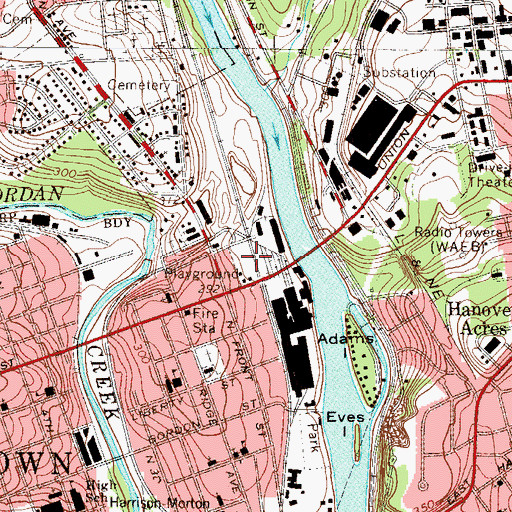 Topographic Map of Lehigh Valley Dairies, PA