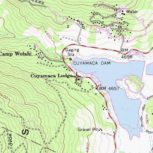 Topographic Map of Cuyamaca Lodge, CA