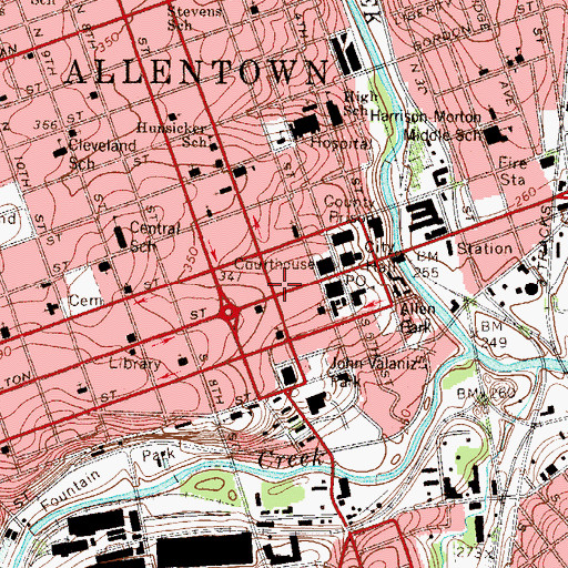 Topographic Map of Americus Center, PA