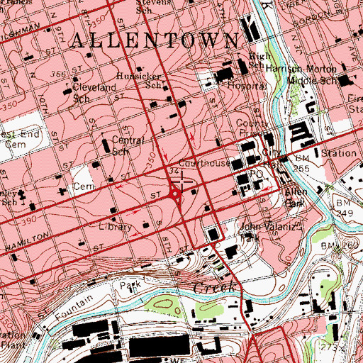 Topographic Map of Telegraph Office Building, PA