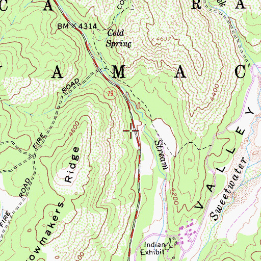 Topographic Map of Cuyamaca Rancho State Park, CA