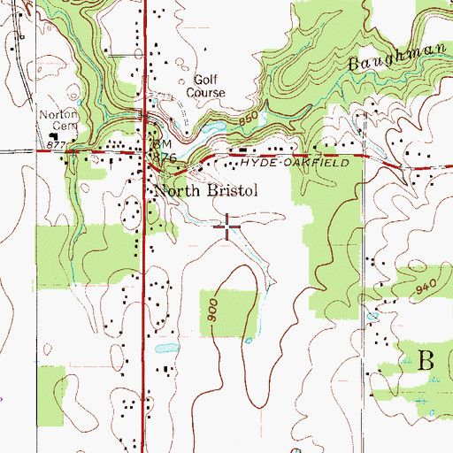 Topographic Map of Parke Farms, OH