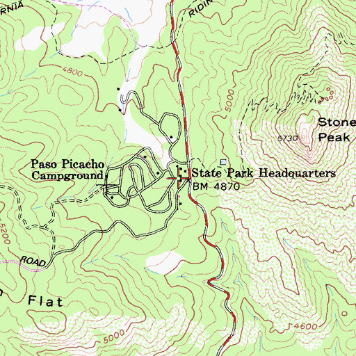 Topographic Map of Cuyamaca State Park Headquarters, CA