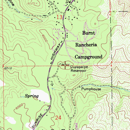 Topographic Map of Cuyapaipe Reservoir, CA