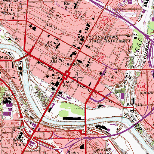 Topographic Map of City Center One, OH