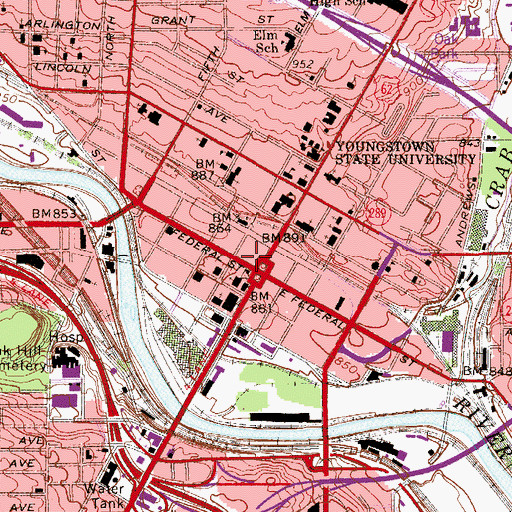 Topographic Map of Bank One Building, OH