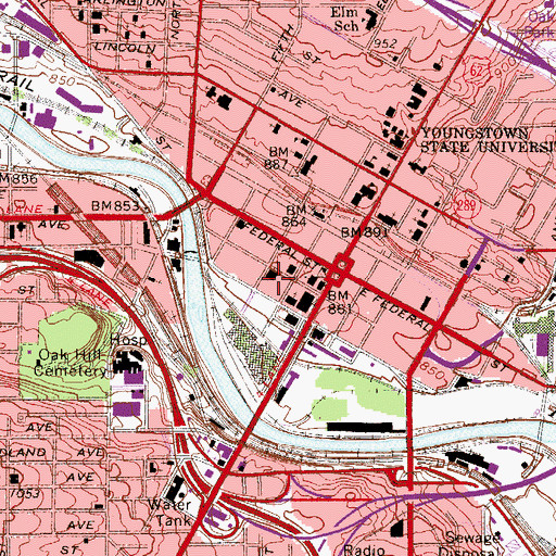 Topographic Map of Amedia Plaza, OH