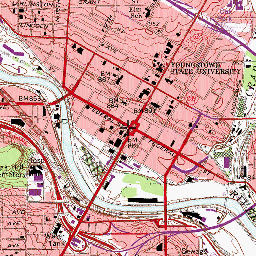 Topographic Map of Metropolitan Tower, OH