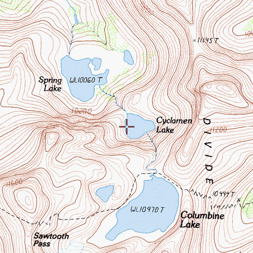 Topographic Map of Cyclamen Lake, CA