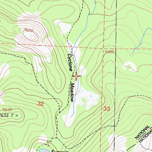 Topographic Map of Cyclone Meadow, CA