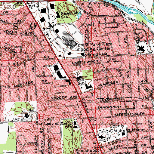 Topographic Map of Brookview Place, OH