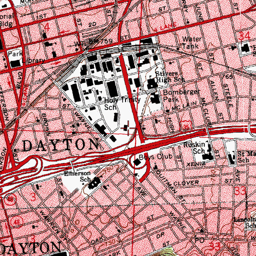 Topographic Map of Jaycee Towers, OH