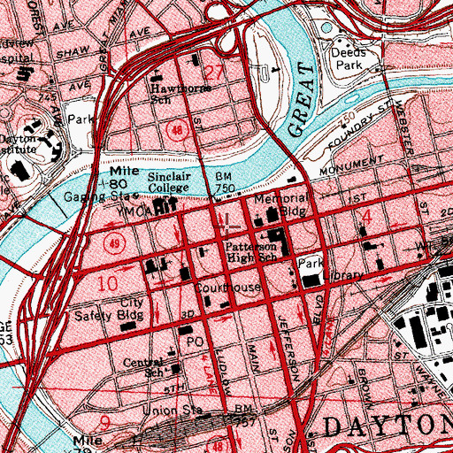 Topographic Map of Biltmore Towers, OH