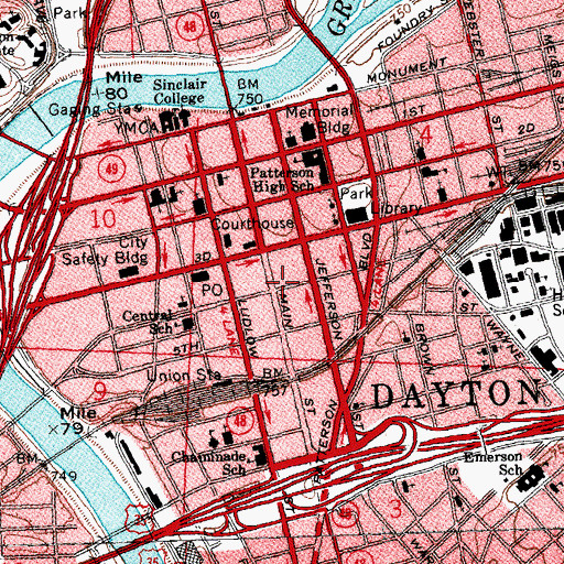 Topographic Map of Centre City Building, OH