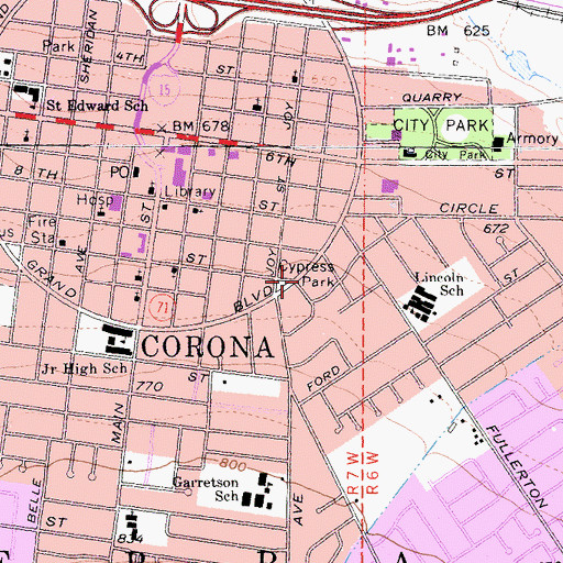 Topographic Map of Cypress Park, CA