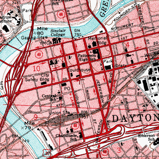Topographic Map of One Dayton Centre, OH
