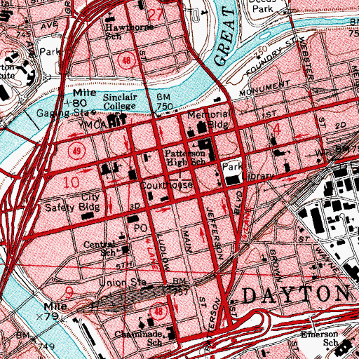 Topographic Map of Kettering Tower, OH
