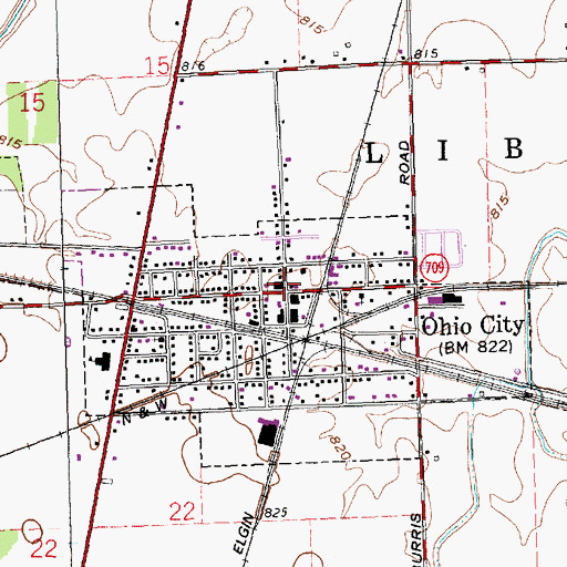 Topographic Map of Brumback Library Ohio City Branch, OH