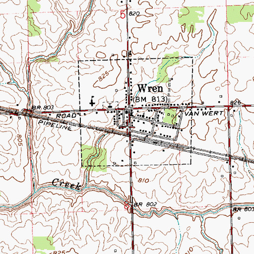 Topographic Map of Brumback Library Wren Branch, OH