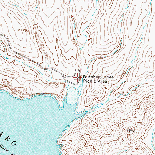 Topographic Map of Butcher Jones Recreation Site, AZ