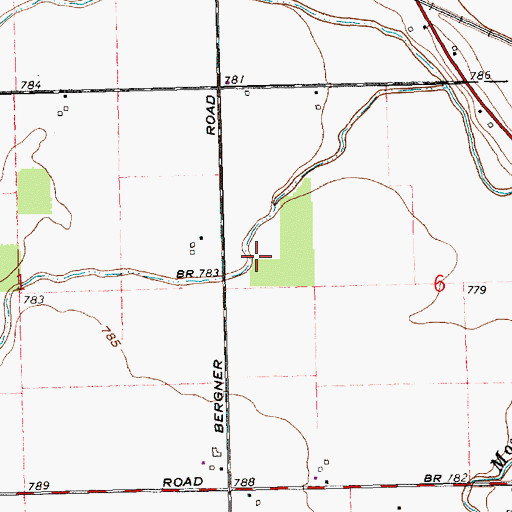 Topographic Map of Burley Farms, OH