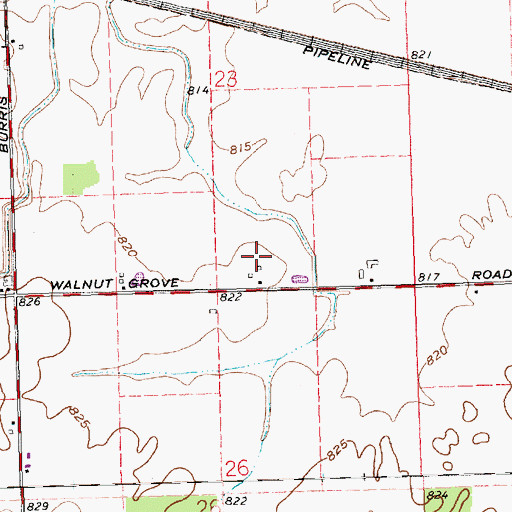 Topographic Map of Baker Farms, OH