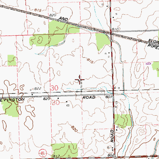 Topographic Map of Breese Farms, OH