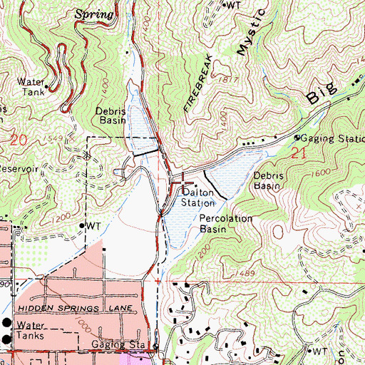 Topographic Map of Dalton Station, CA