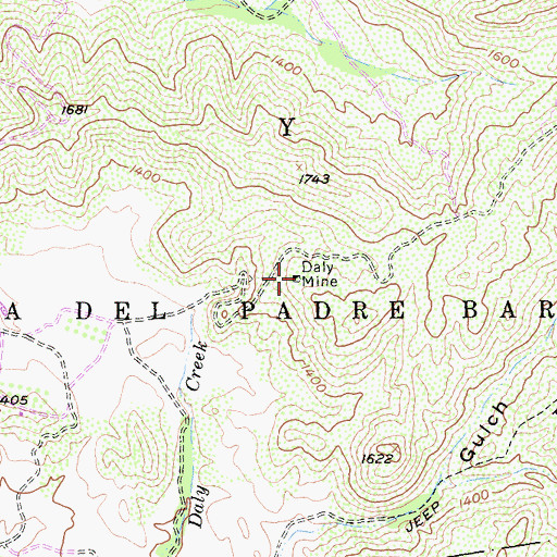 Topographic Map of Daly Mine, CA