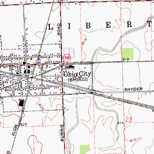 Topographic Map of High Acres Farms, OH