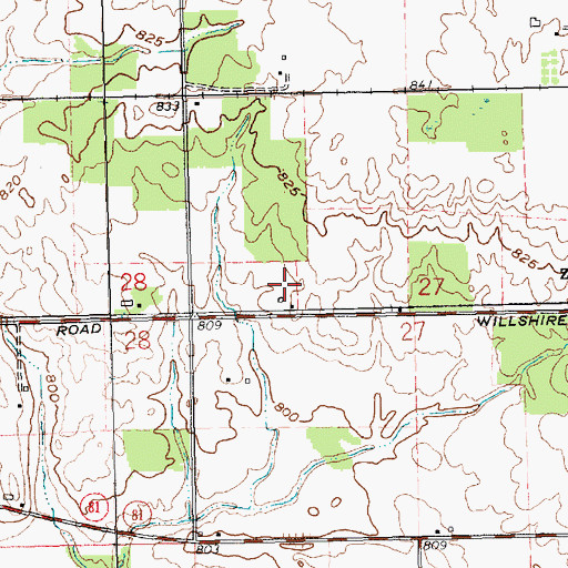 Topographic Map of Riley Farms, OH
