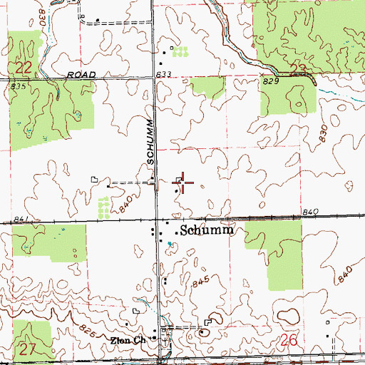 Topographic Map of Schumm Farms, OH