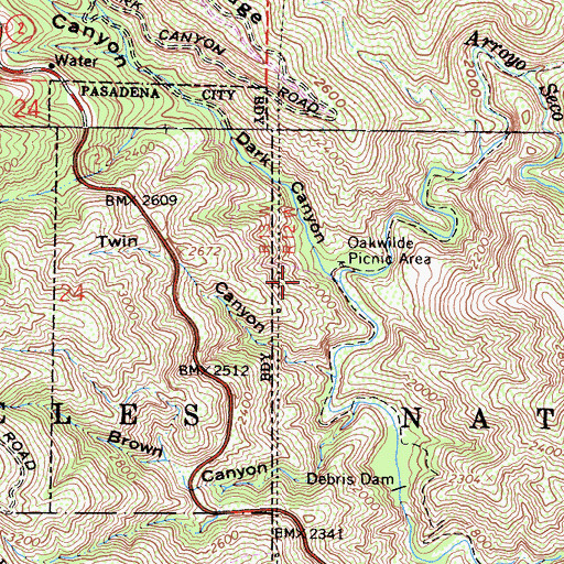 Topographic Map of Dark Canyon, CA