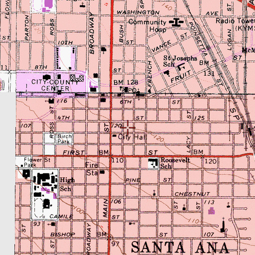 Topographic Map of Iglesia de Cristo Pentecostes (historical), CA