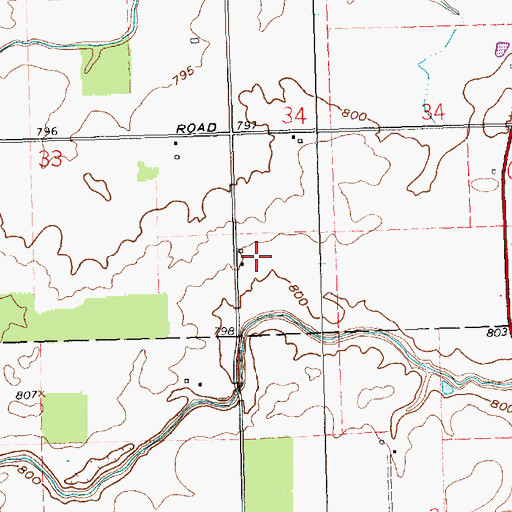 Topographic Map of Kerns Farms, OH