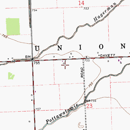 Topographic Map of Myers Farms, OH