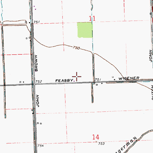 Topographic Map of Tyas Farm, OH