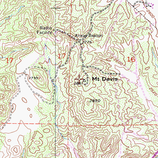 Topographic Map of Mount Davis, CA