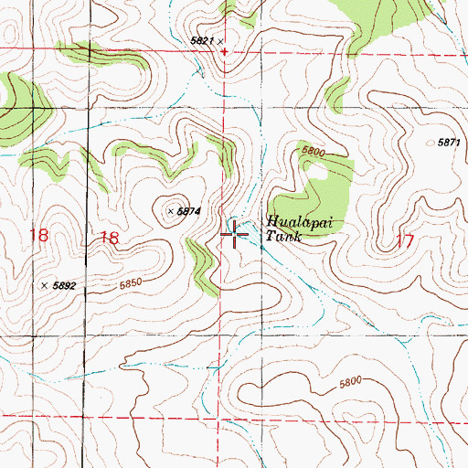 Topographic Map of Hualapai Tank, AZ