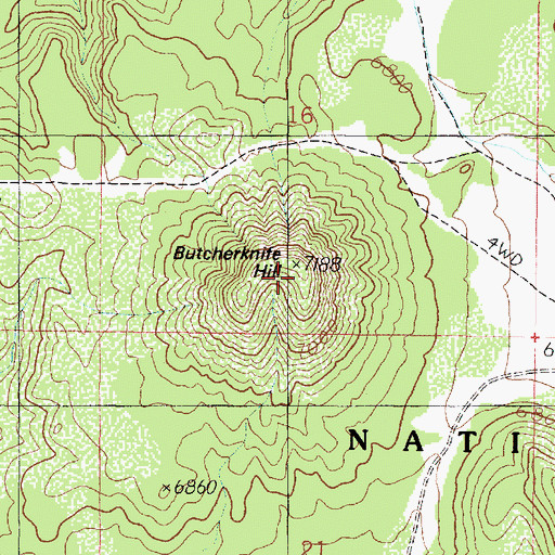 Topographic Map of Butcherknife Hill, AZ